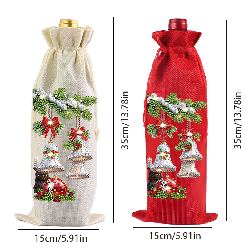 DIY Diamond Painting Christmas Linen Wine Gift Bag