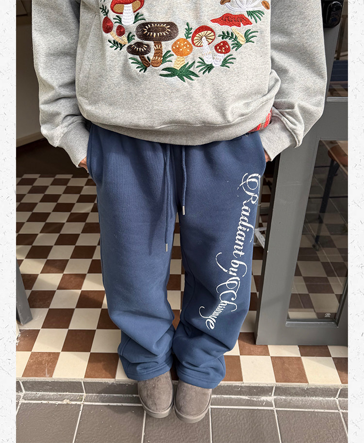 Unisex Printed Fleece Cuffed Sweatpants