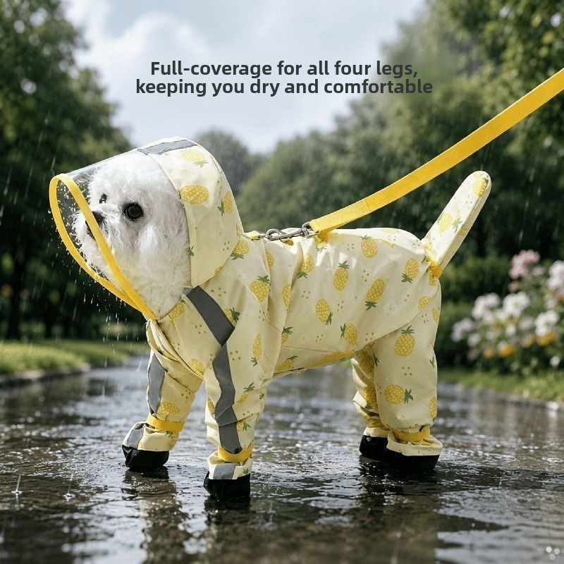 Dog fruit four-legged raincoat can be pulled four-legged waterproof