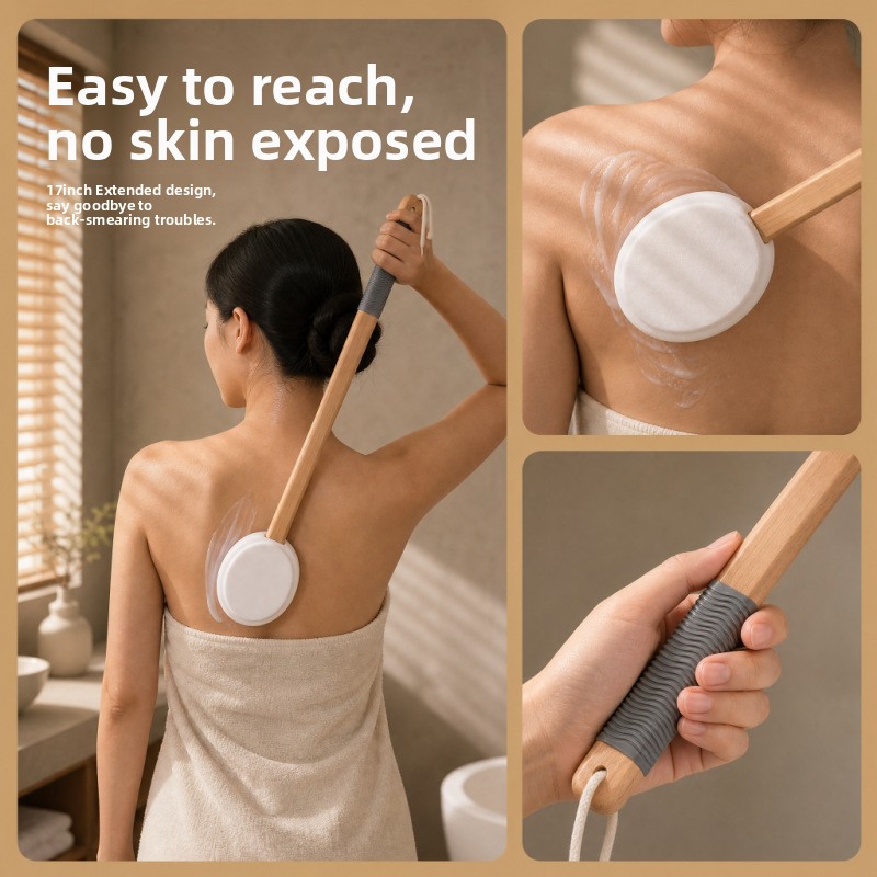 EVA Sponge Lotion Applicator with Long Non-Slip Handle for Shower Back Massage