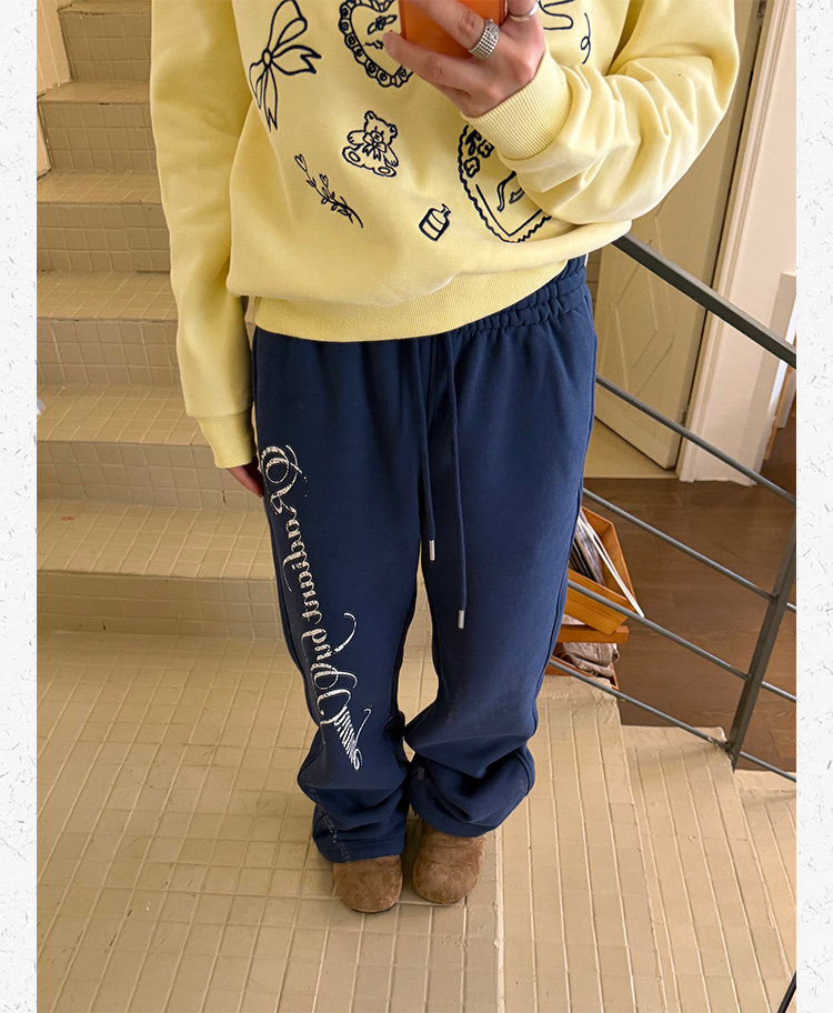 Unisex Printed Fleece Cuffed Sweatpants
