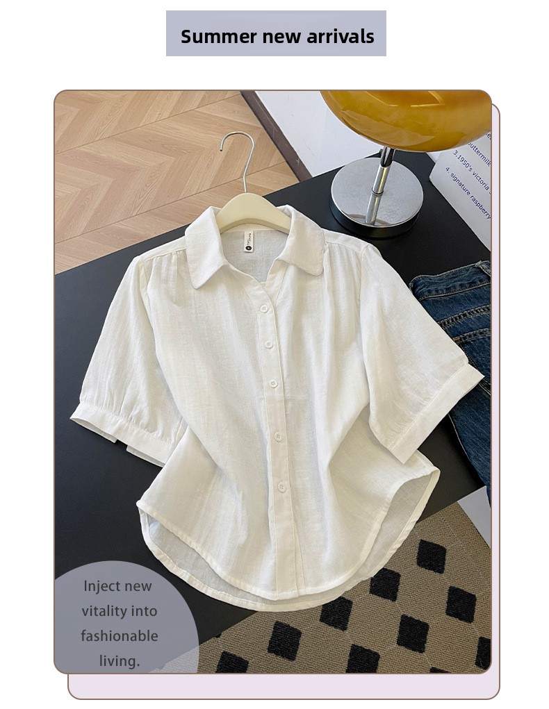 Women's Pure Cotton Double-Layer Gauze Half-Sleeve Casual Shirt