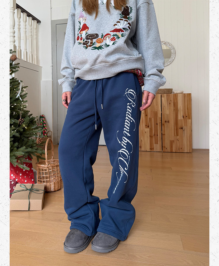Unisex Printed Fleece Cuffed Sweatpants