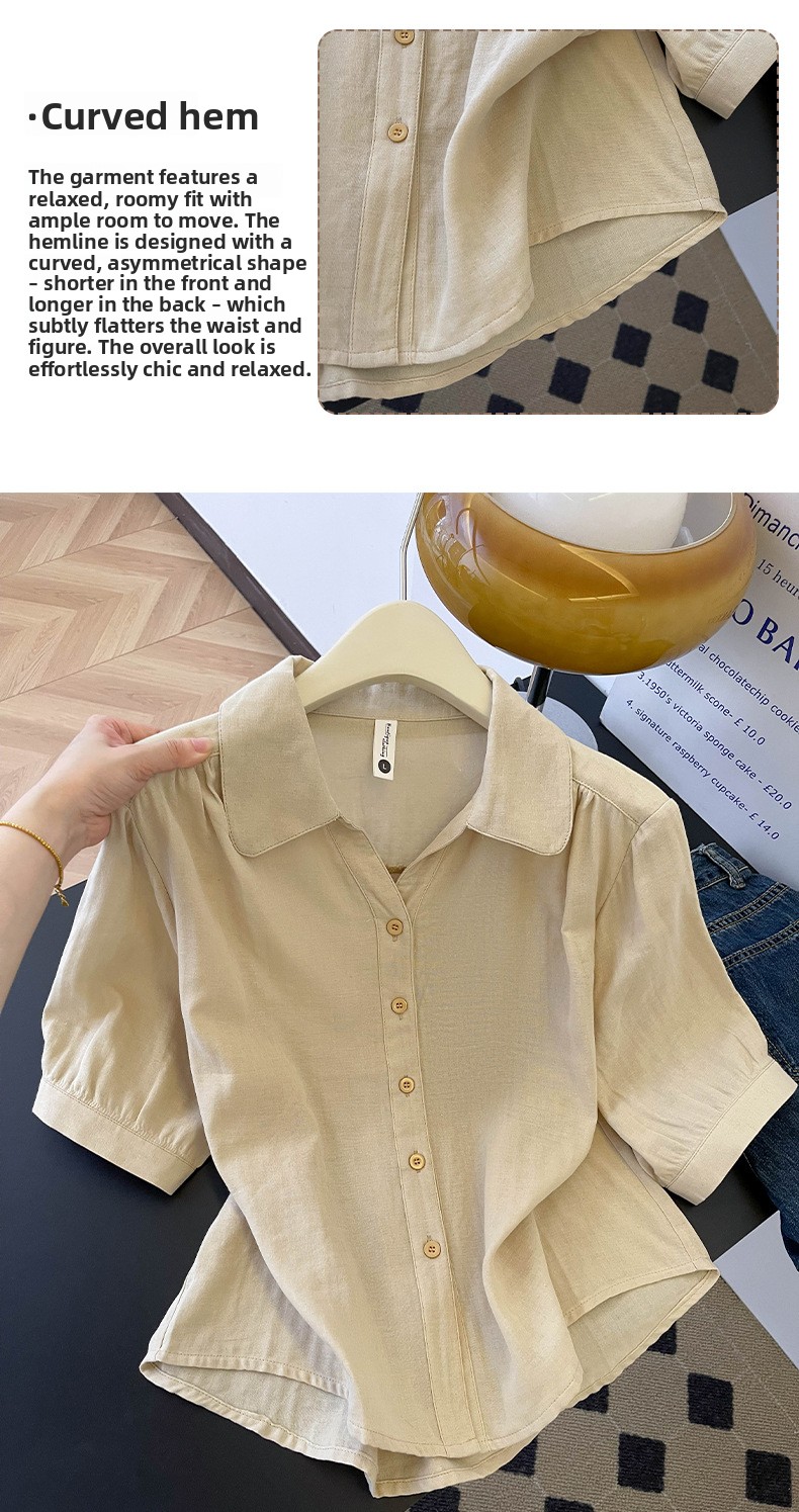 Women's Pure Cotton Double-Layer Gauze Half-Sleeve Casual Shirt