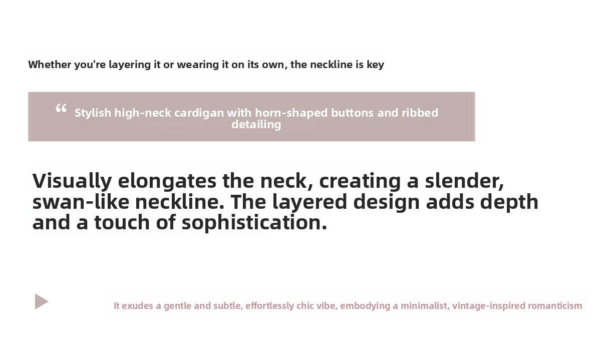 Women Knitted High Collar Cardigan Horn Button Thick Sweater