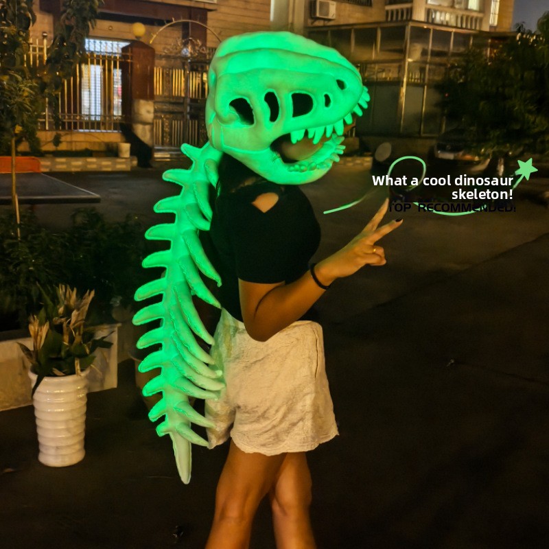 Glow-in-the-Dark Dinosaur Skeleton Headgear – Optional Sound — QIUOLA | qiuola.com