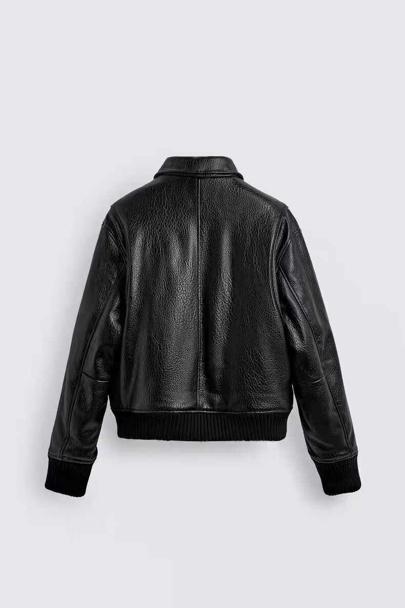 Loose Imitation Leather Zip Jacket Coat Leather Coat
