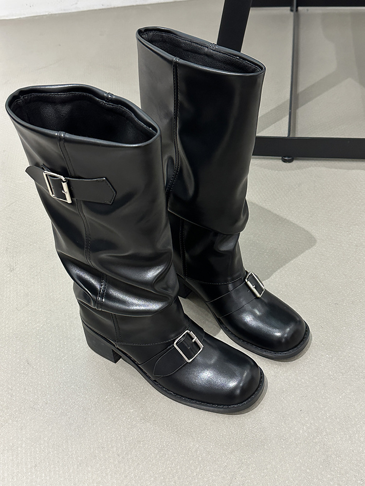 Women's Thick Heel Round Toe Over-The-Knee Knight Boots