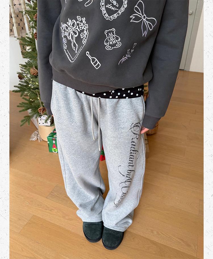 Unisex Printed Fleece Cuffed Sweatpants