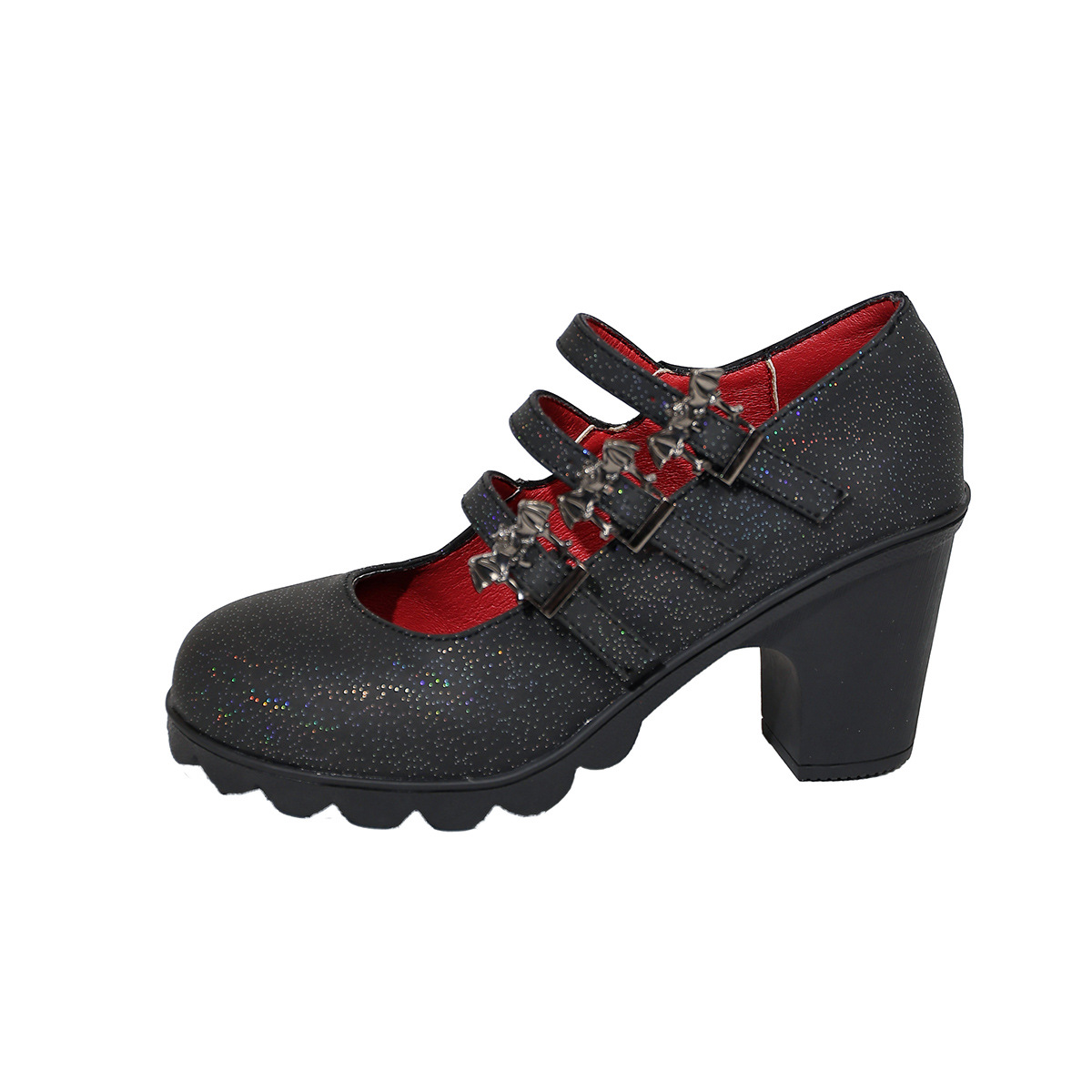 Thick-soled square-toe flat-top strap-covered high-heeled sandals