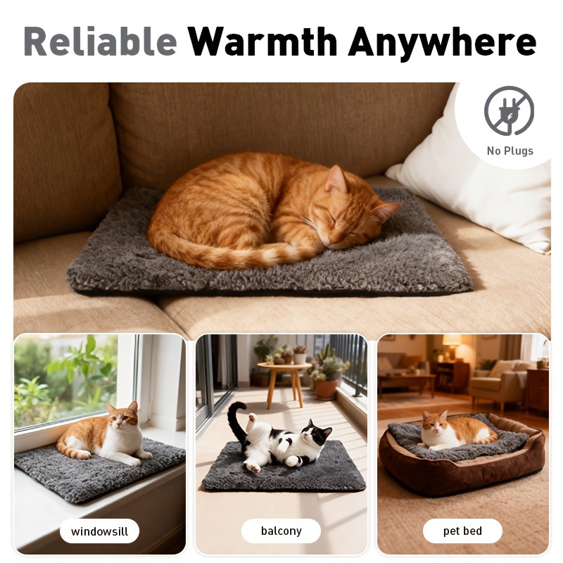 Self-heating and warming cat mat