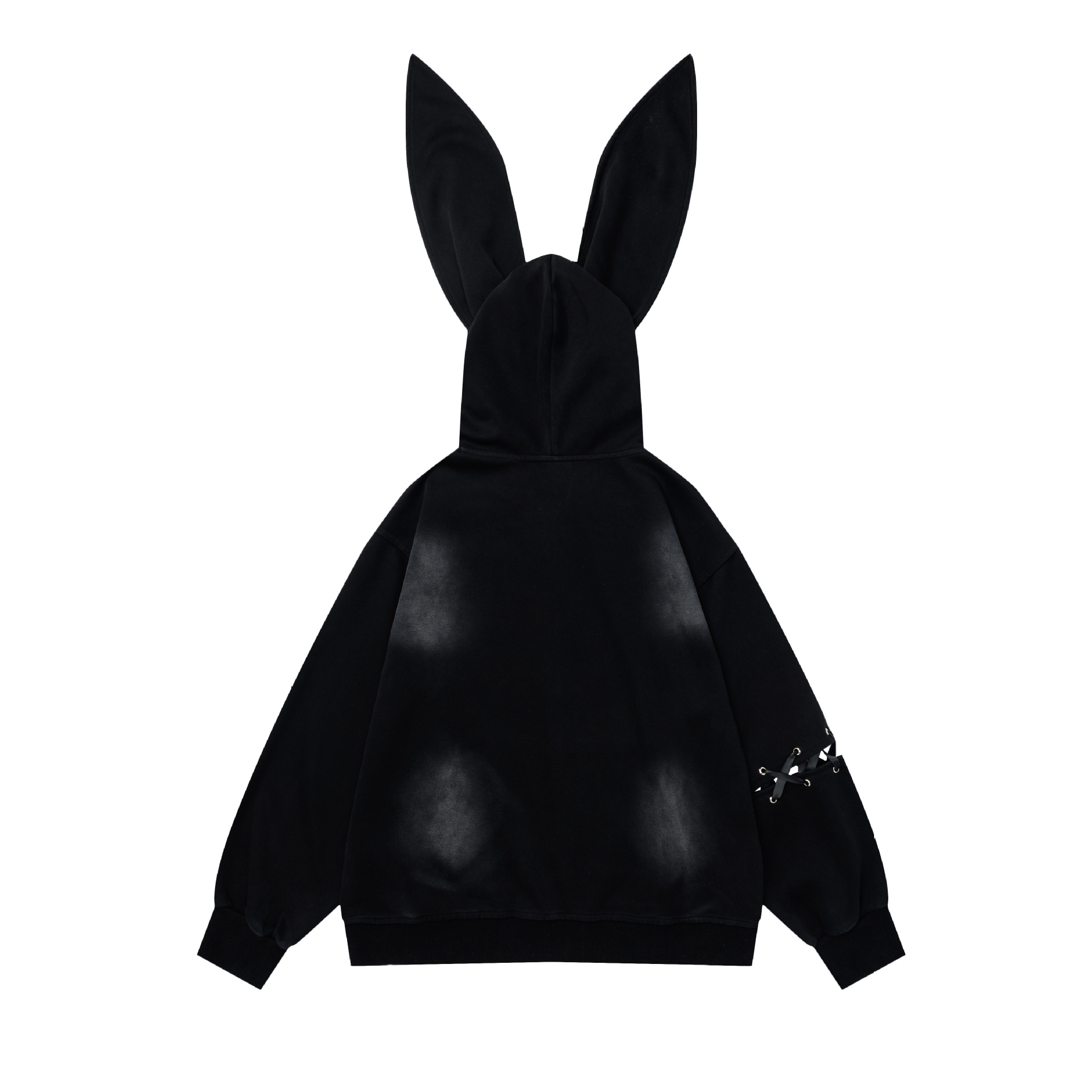 Women Y2K Pin Graffiti Rabbit Ears Hooded Sweatshirt Autumn Streetwear