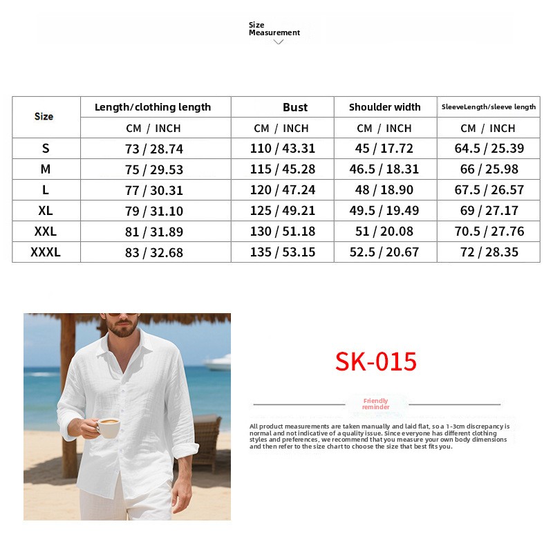 Men's Linen Blend Long Sleeve Button Down Casual Relaxed Fit Shirt