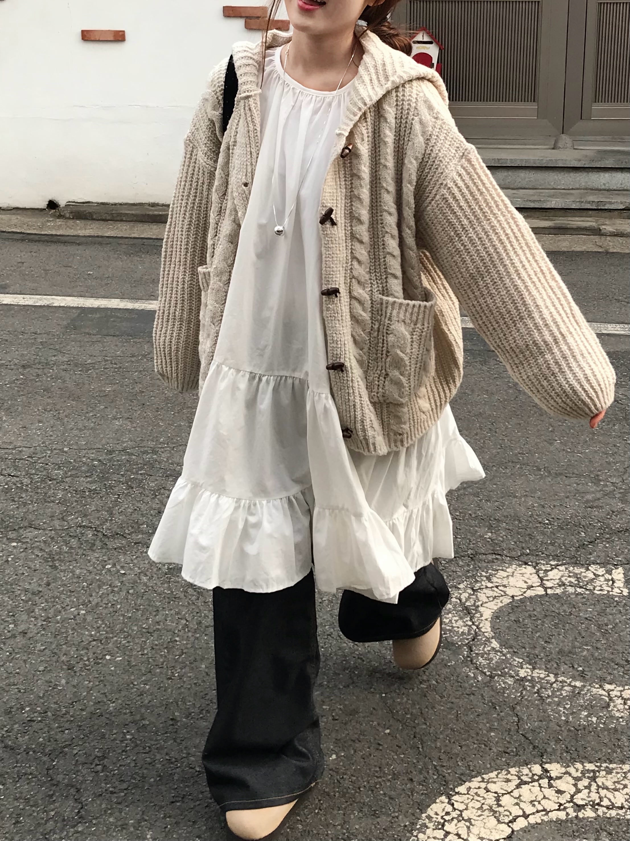 Women's Gray Hooded Button Knit Sweater Jacket