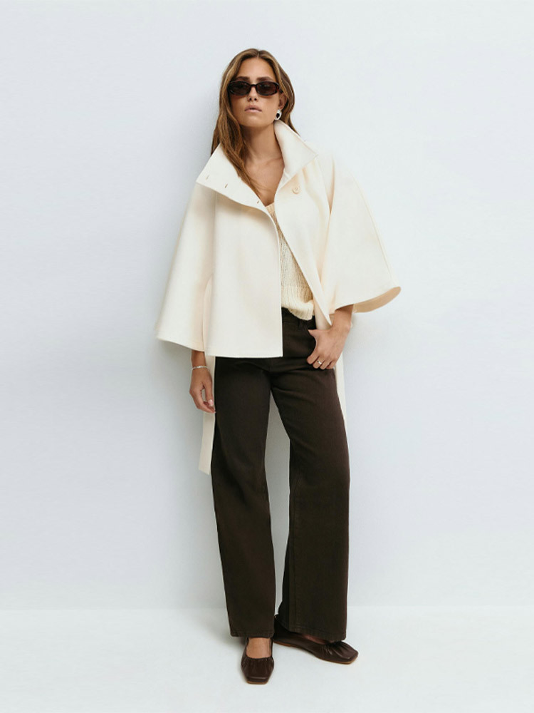 Women's Stand Collar Tie-Up Cropped Jacket Loose Fit Casual