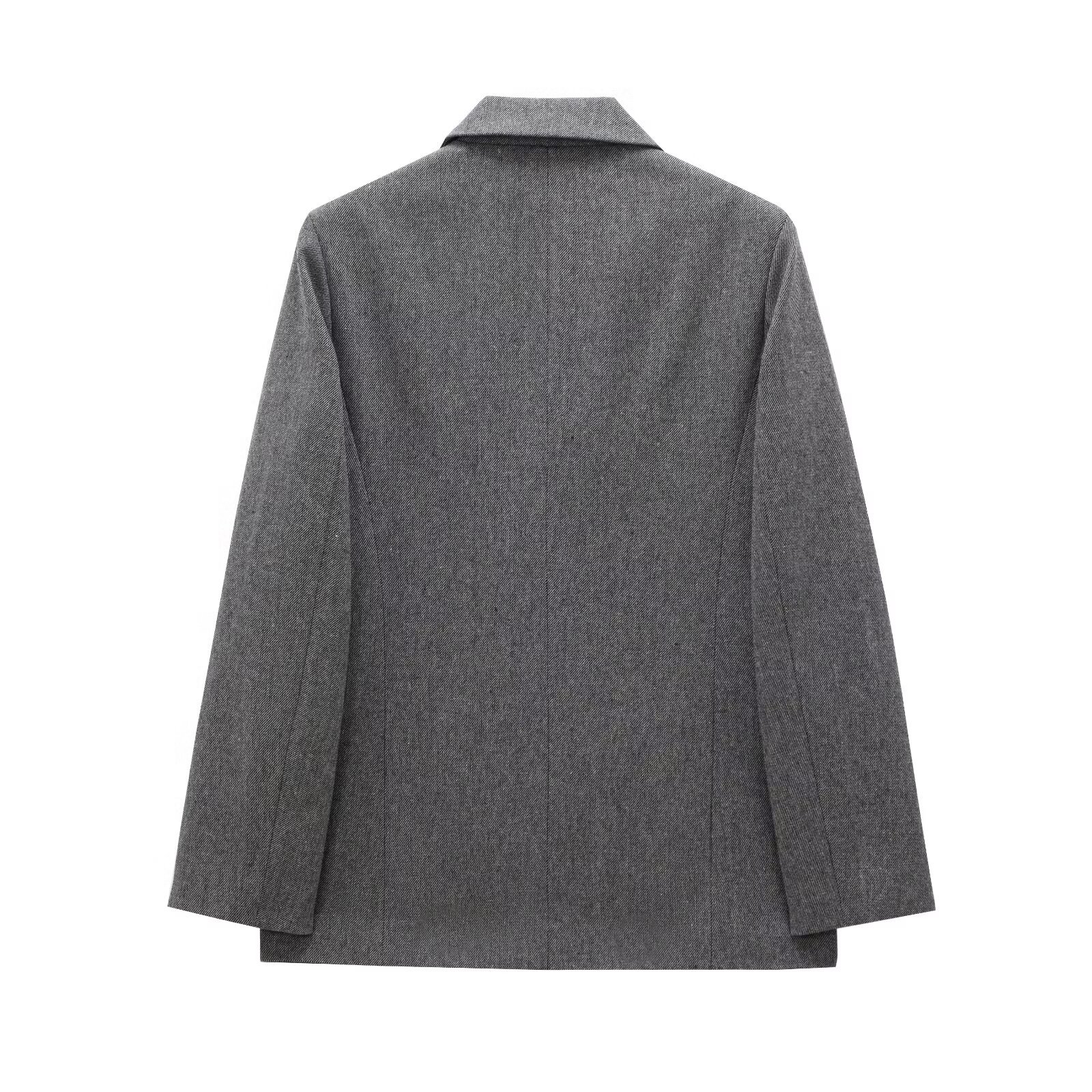 Women's Wool Blend Twill Lapel Blazer Suit Jacket