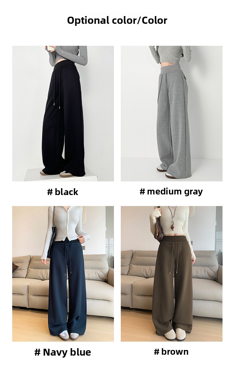 Women's Fleece-Lined High-Waisted Straight-Leg Casual Sweatpants