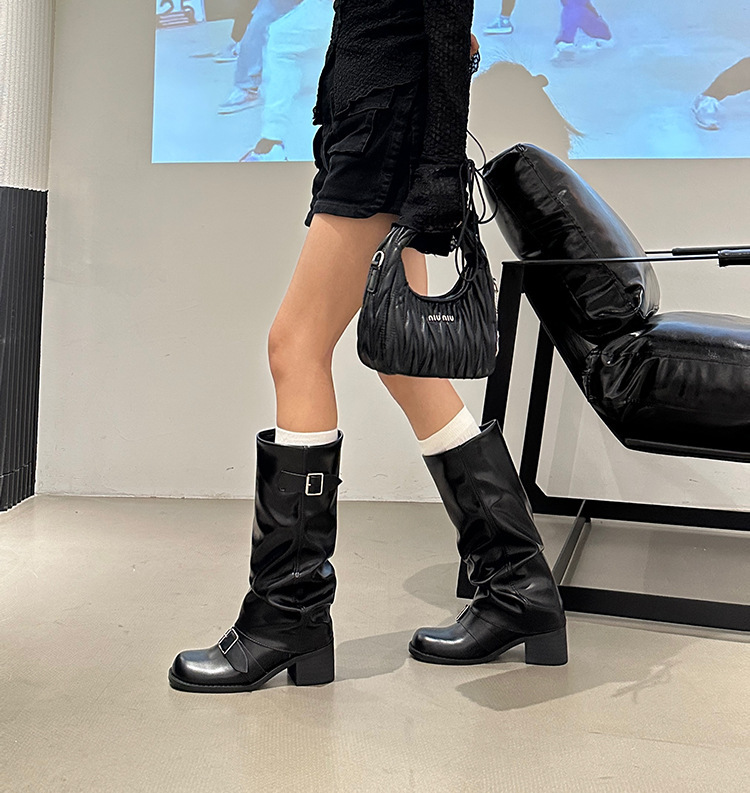 Women's Thick Heel Round Toe Over-The-Knee Knight Boots