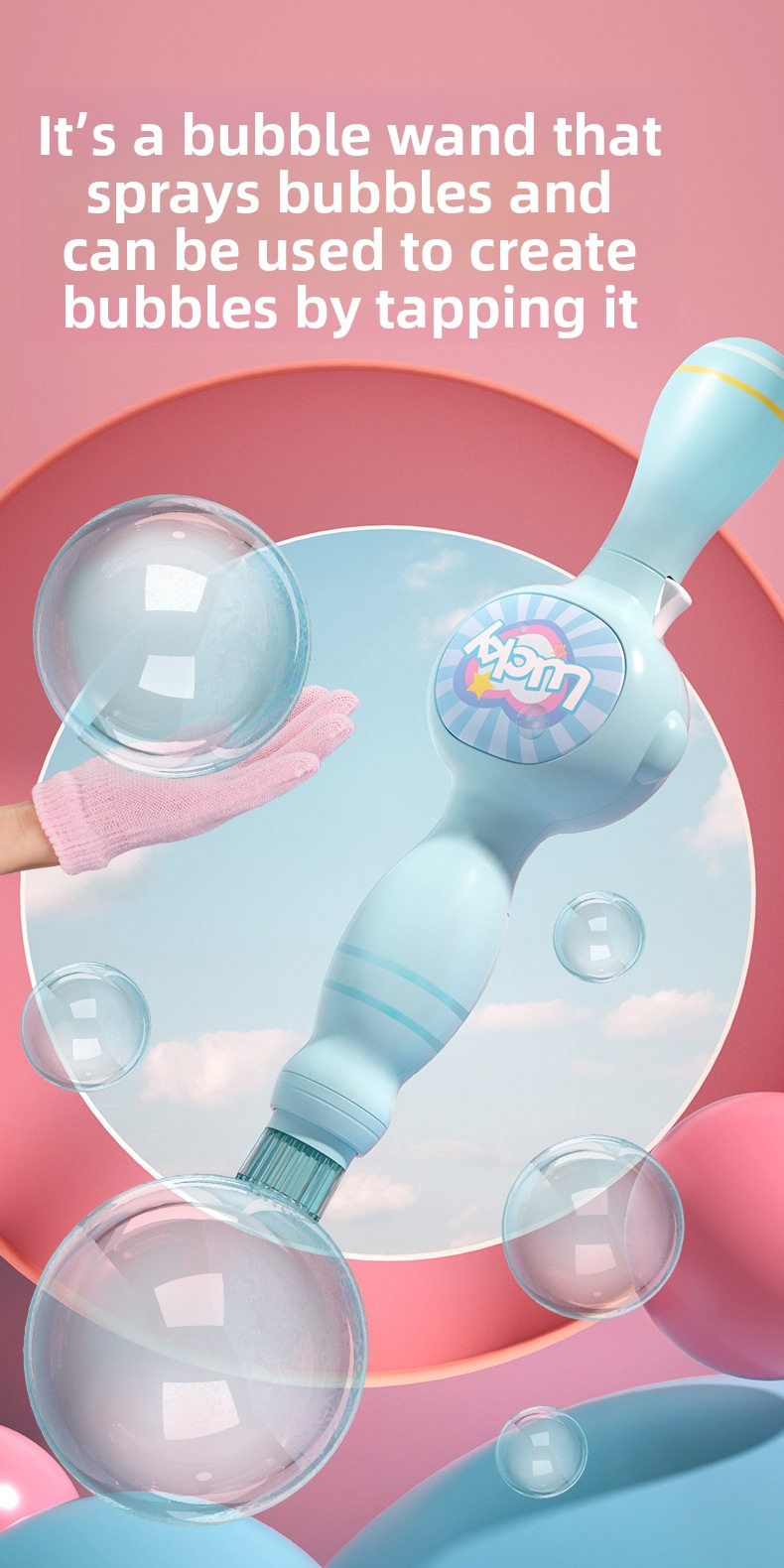 Rechargeable Smoke Bubble Gun Toy with Light Effects for Kids
