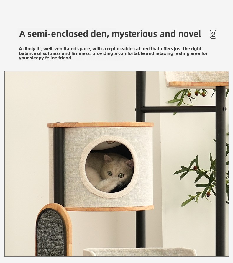 Solid Wood Multi Cat Climbing Frame with Scratching Post