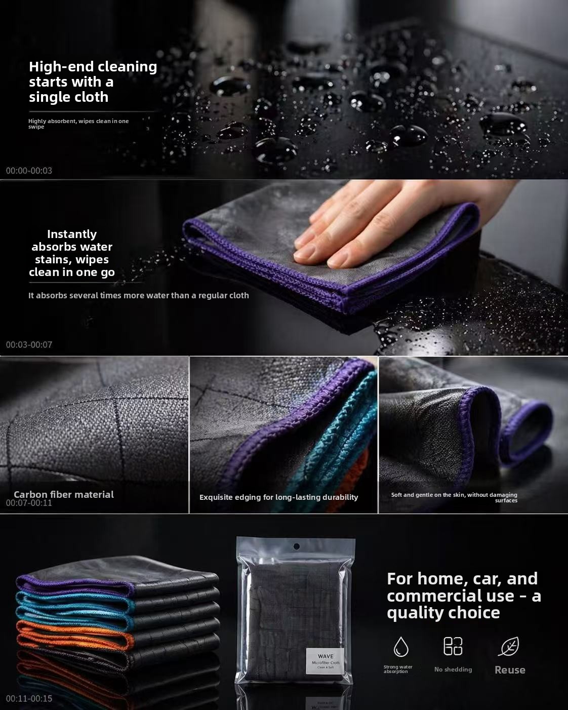 Thickened Microfiber Cleaning Cloth Absorbent Quick Dry Lint Free Towel for Household Glass Metal Mirror