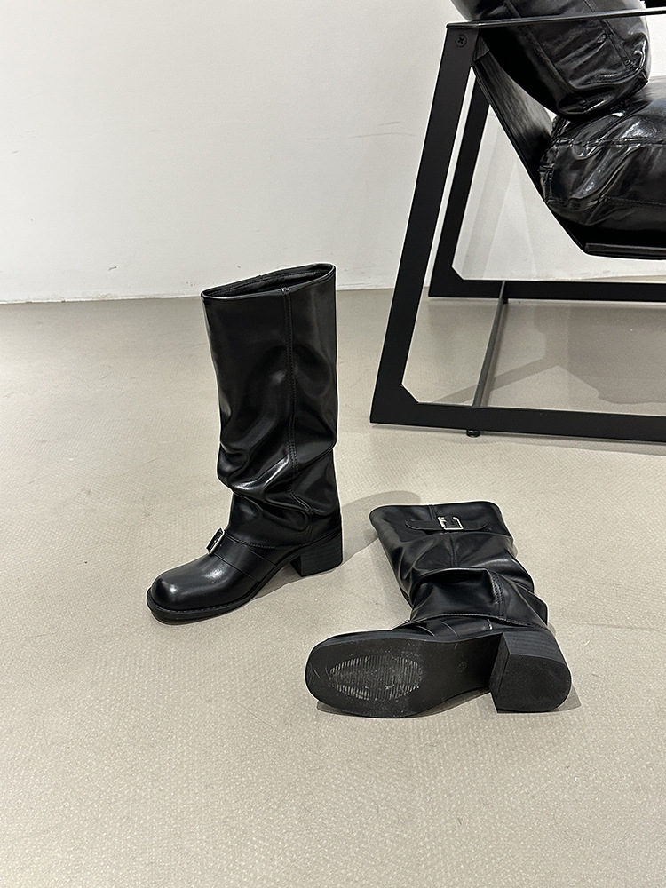 Women's Thick Heel Round Toe Over-The-Knee Knight Boots