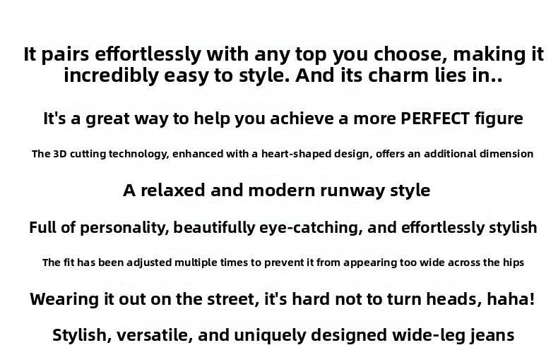 American Retro Loose Fit Wide Leg Denim Pants for Women