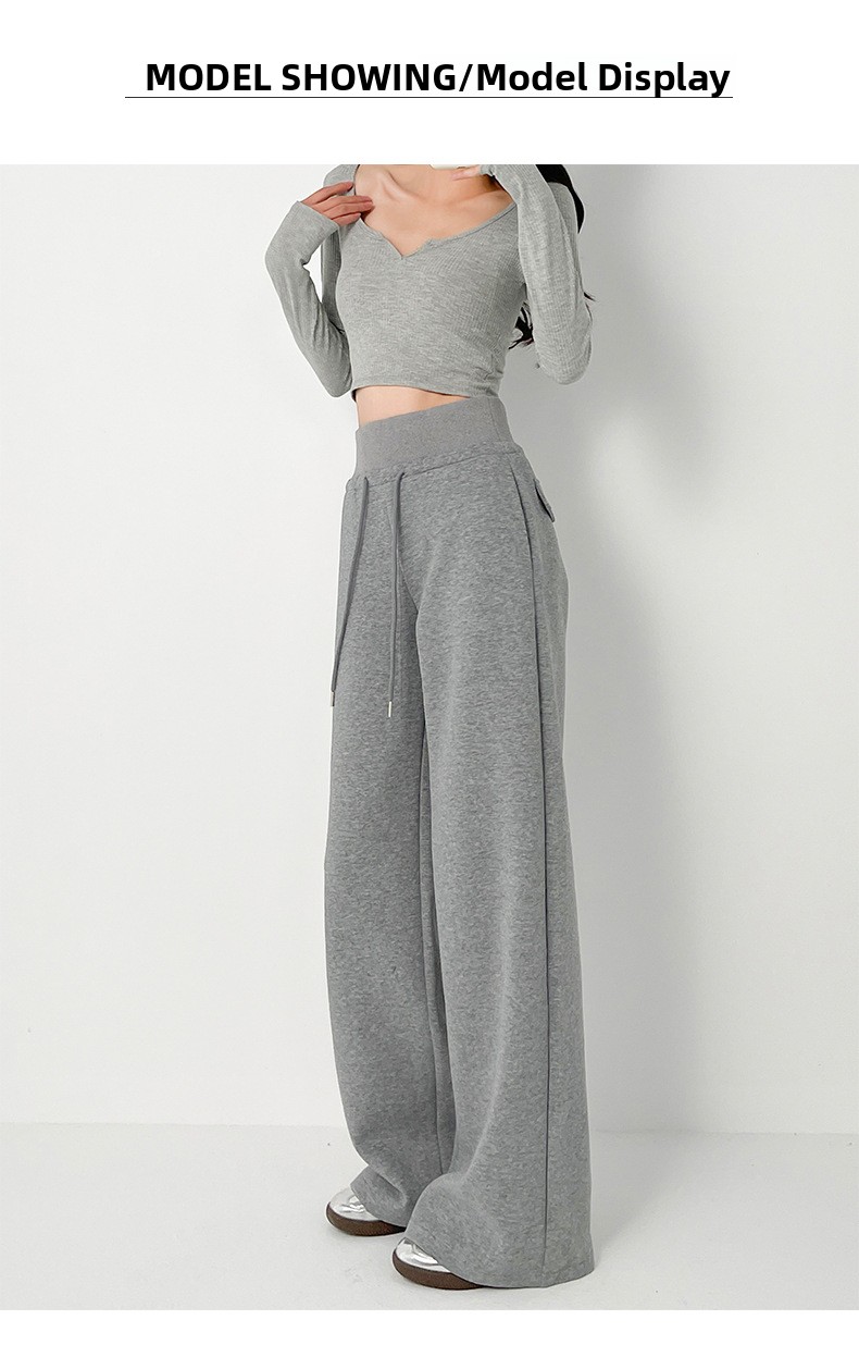 Women's Fleece-Lined High-Waisted Straight-Leg Casual Sweatpants