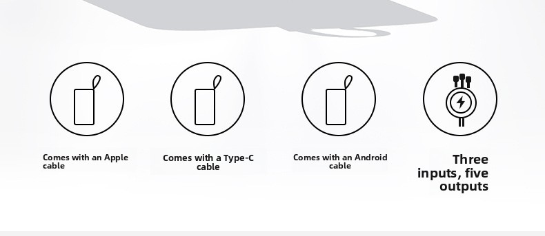 Large-capacity, compact power bank with built-in cable