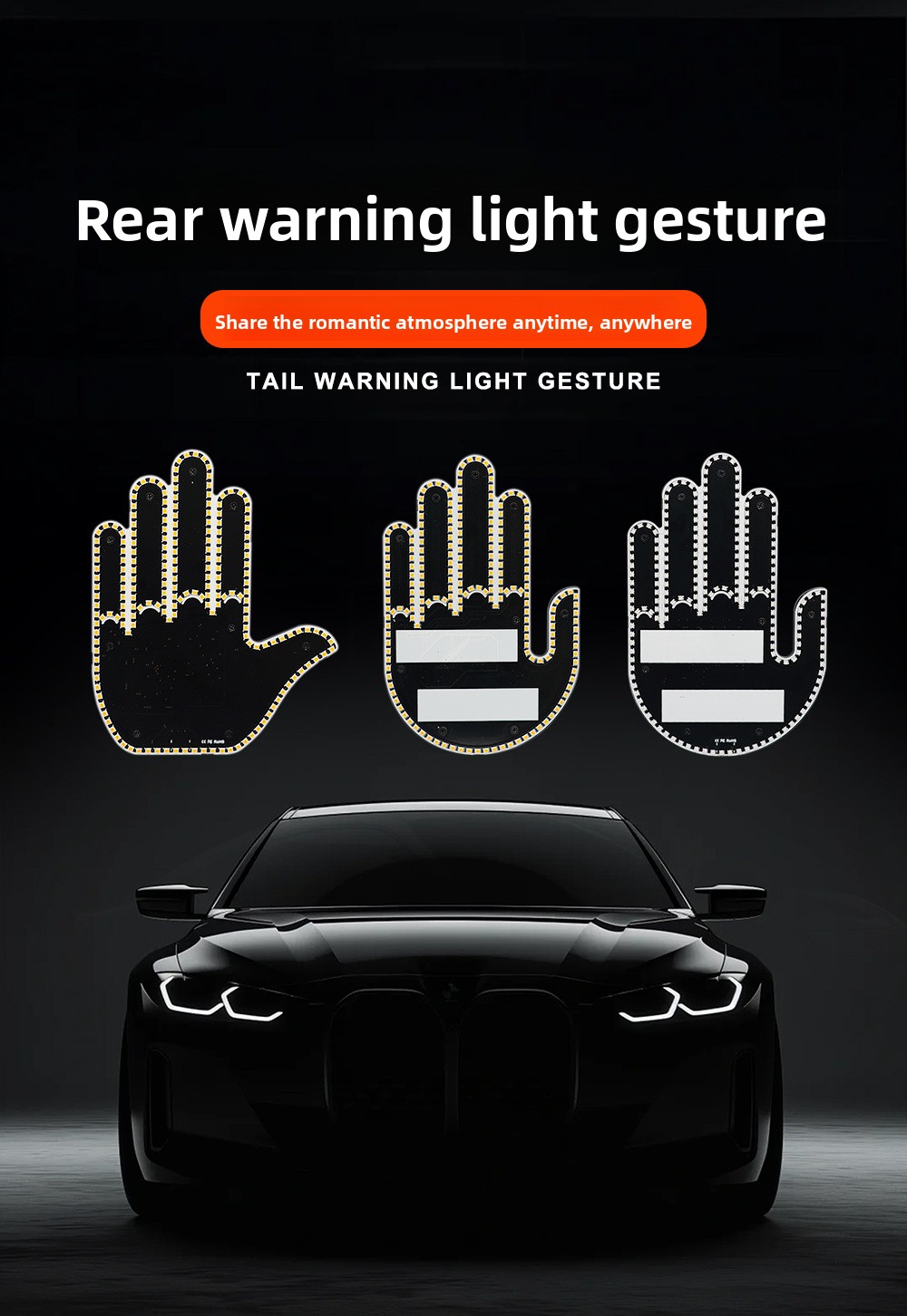 Interactive LED Gesture Light with Remote for Car Warning and Anti-Collision Signaling