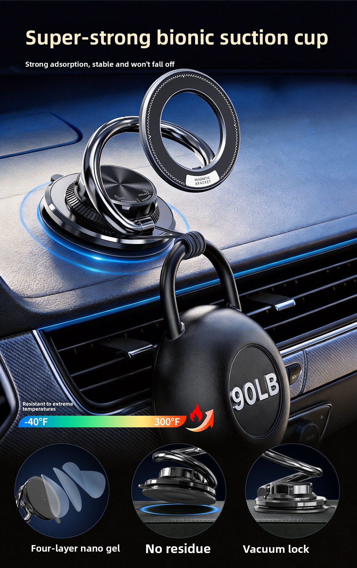 MagSafe-Compatible Magnetic Phone Mount with Suction Base — QIUOLA | qiuola.com