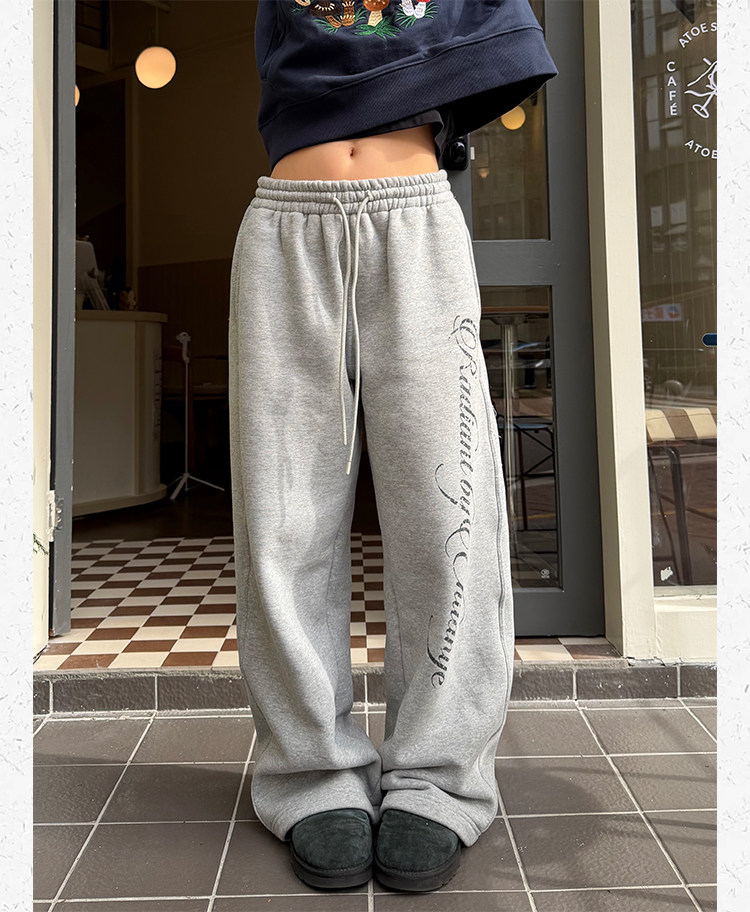 Unisex Printed Fleece Cuffed Sweatpants