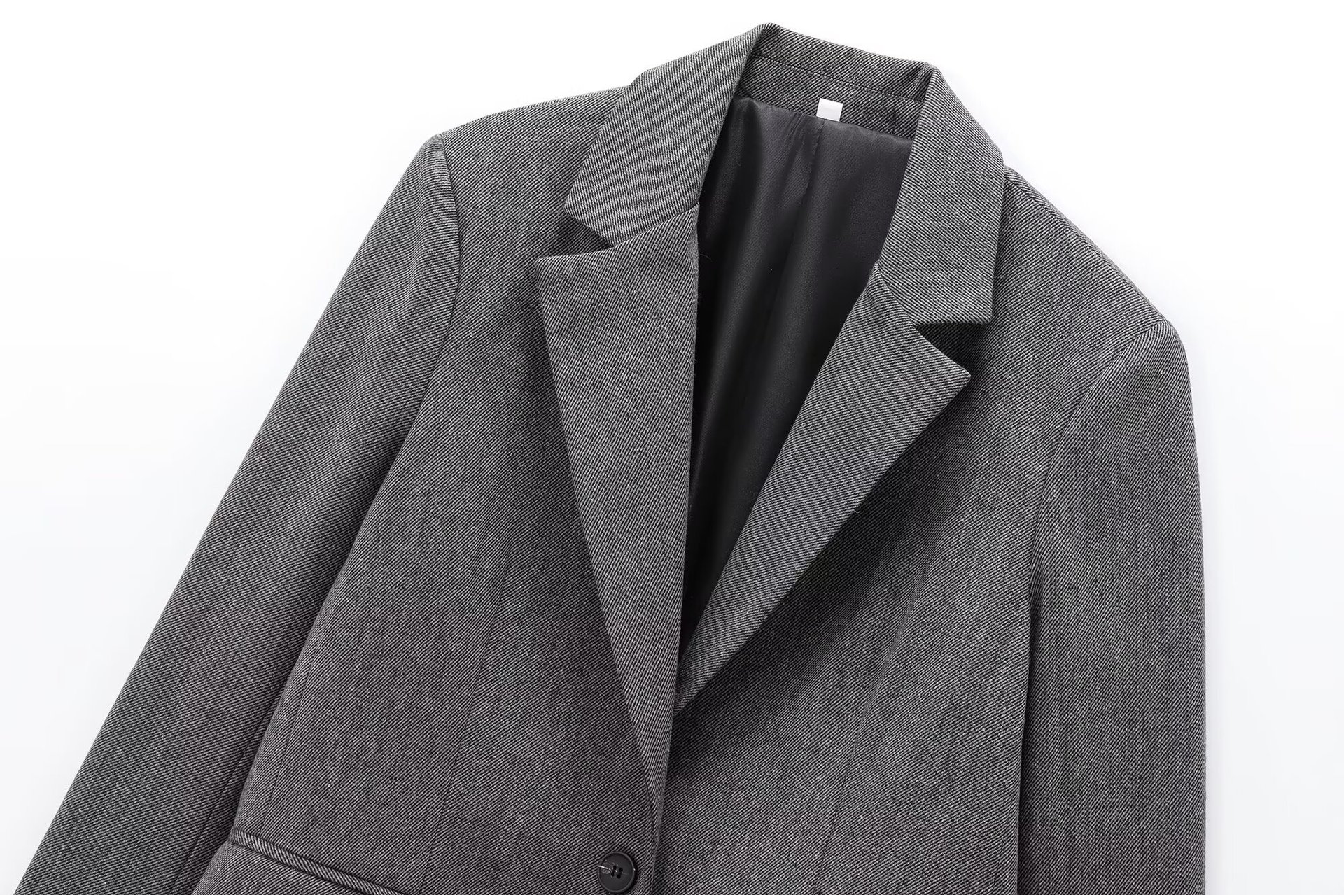 Women's Wool Blend Twill Lapel Blazer Suit Jacket