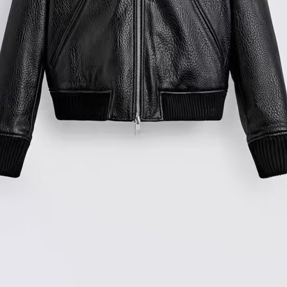 Loose Imitation Leather Zip Jacket Coat Leather Coat