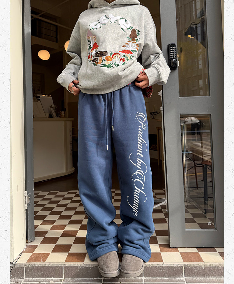 Unisex Printed Fleece Cuffed Sweatpants