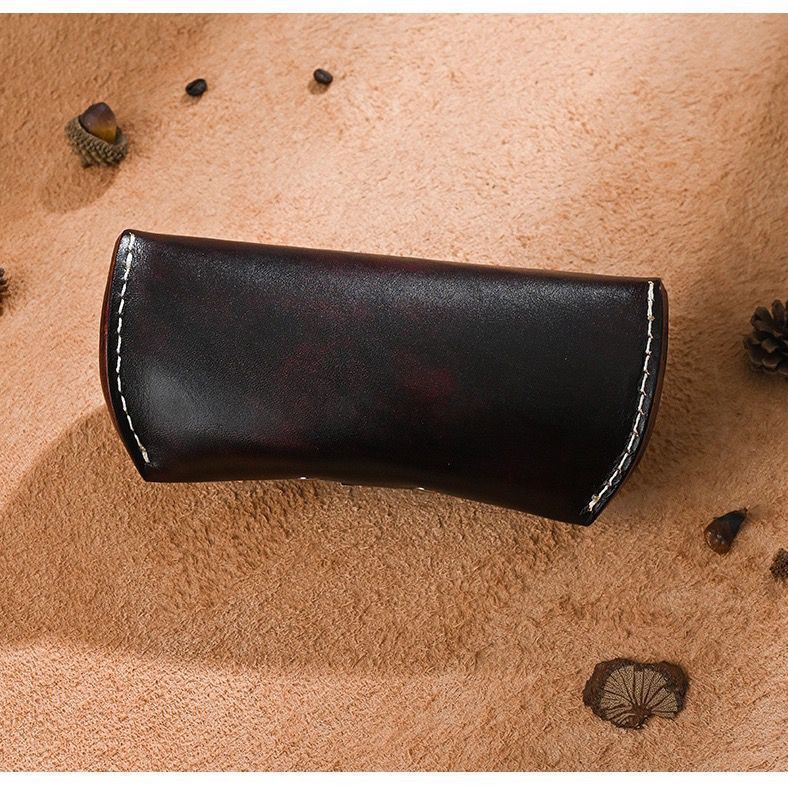 Retro genuine leather sunglasses and hats storage box