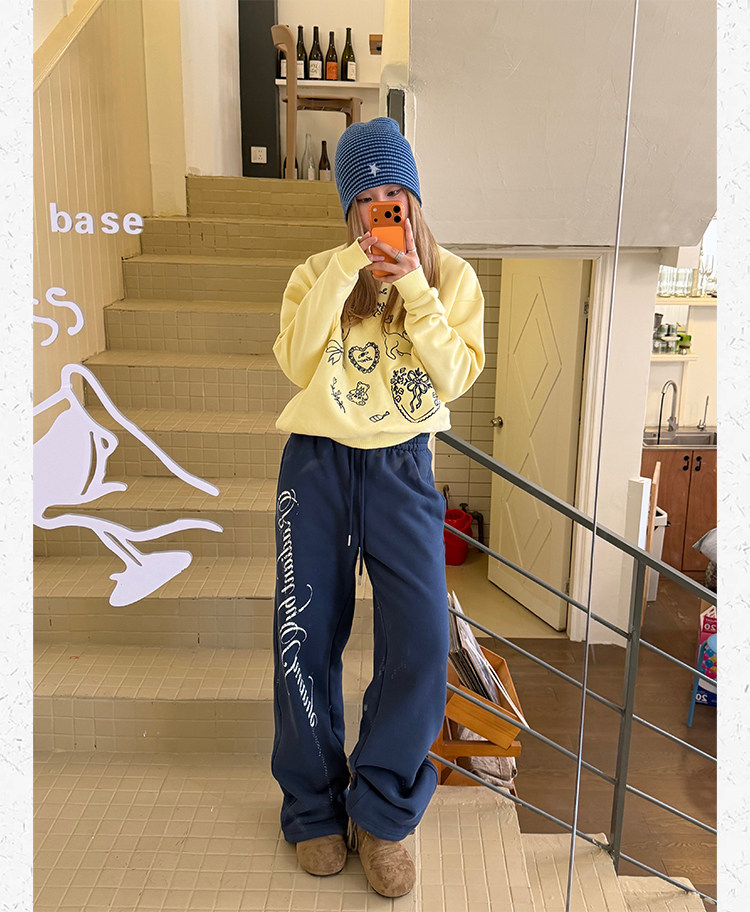 Unisex Printed Fleece Cuffed Sweatpants