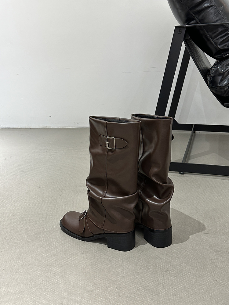 Women's Thick Heel Round Toe Over-The-Knee Knight Boots