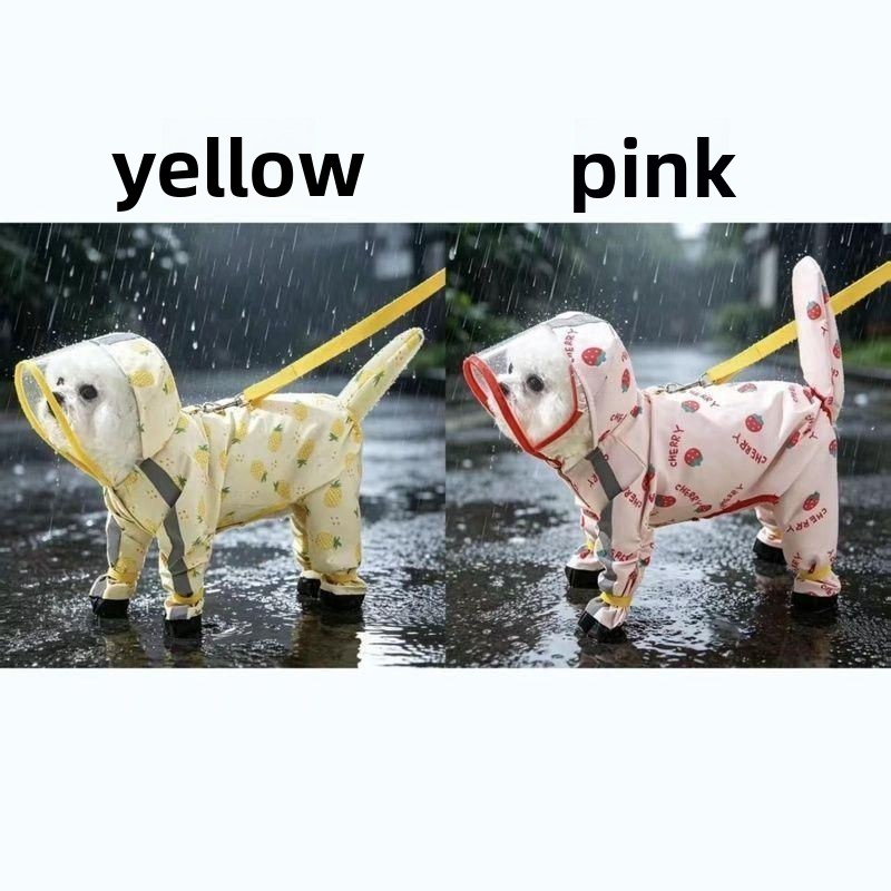 Dog fruit four-legged raincoat can be pulled four-legged waterproof