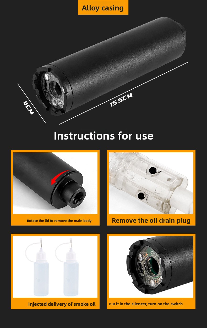 Tactical Luminous Sensor Flash Toy Gun Silencer with Spray Effect Accessories