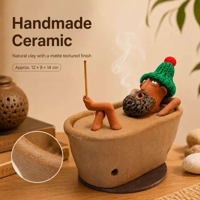 Brûle-encens en résine Homme paresseux dans son bain — QIUOLA | qiuola.com