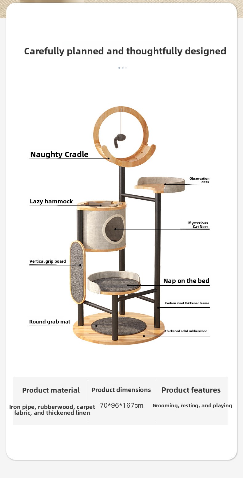 Solid Wood Multi Cat Climbing Frame with Scratching Post