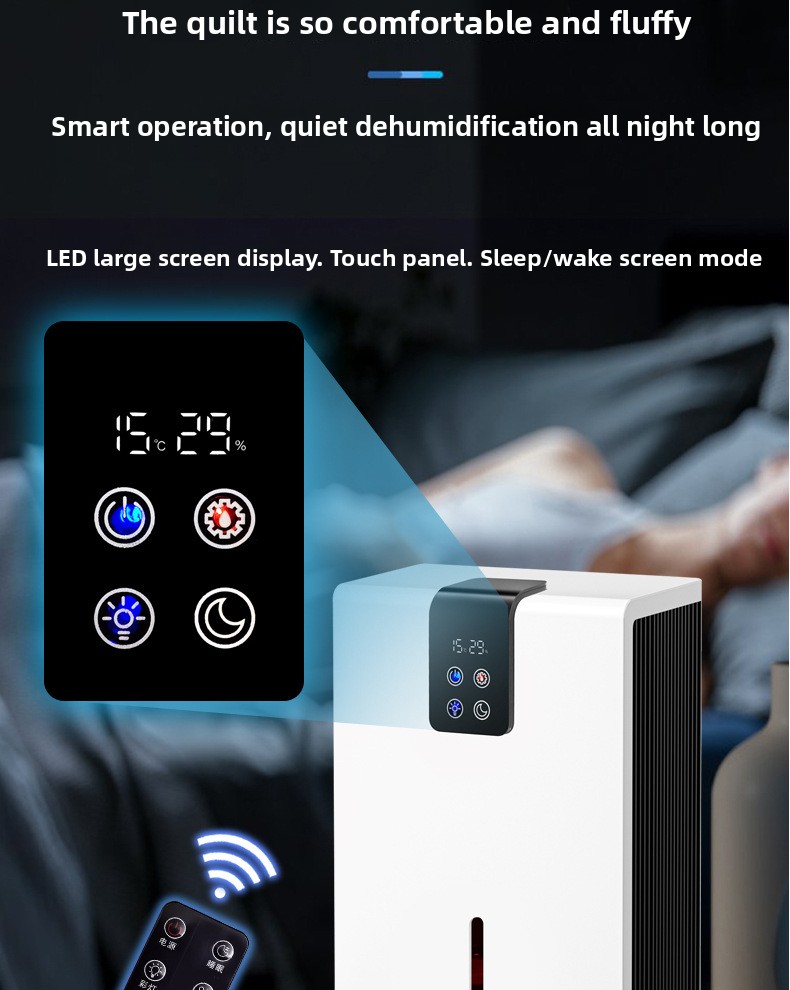 Compact Semiconductor Dehumidifier with Remote Control and Large Tank