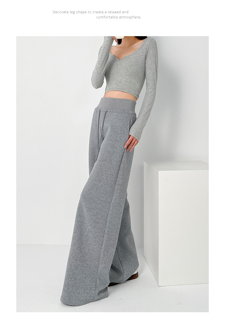 Women's Fleece-Lined High-Waisted Straight-Leg Casual Sweatpants