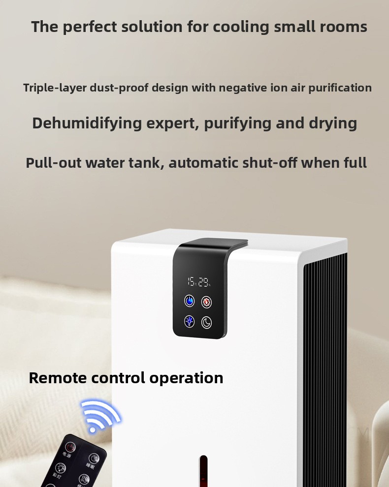 Compact Semiconductor Dehumidifier with Remote Control and Large Tank