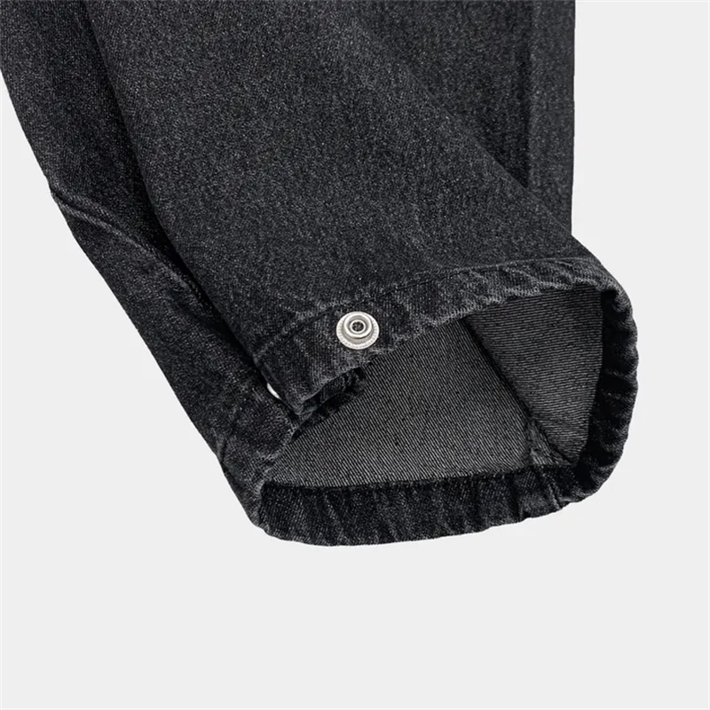 Women?s Retro Washed Wide-Leg Buttoned Hem Denim Jeans