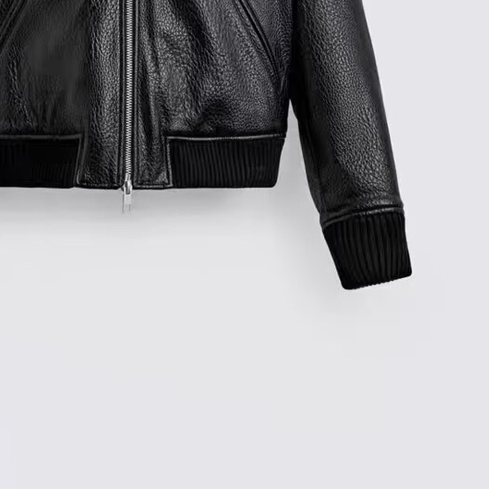 Loose Imitation Leather Zip Jacket Coat Leather Coat