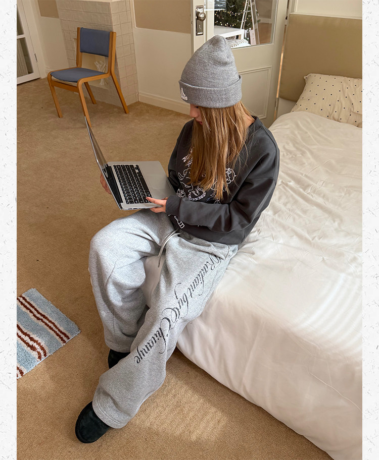 Unisex Printed Fleece Cuffed Sweatpants