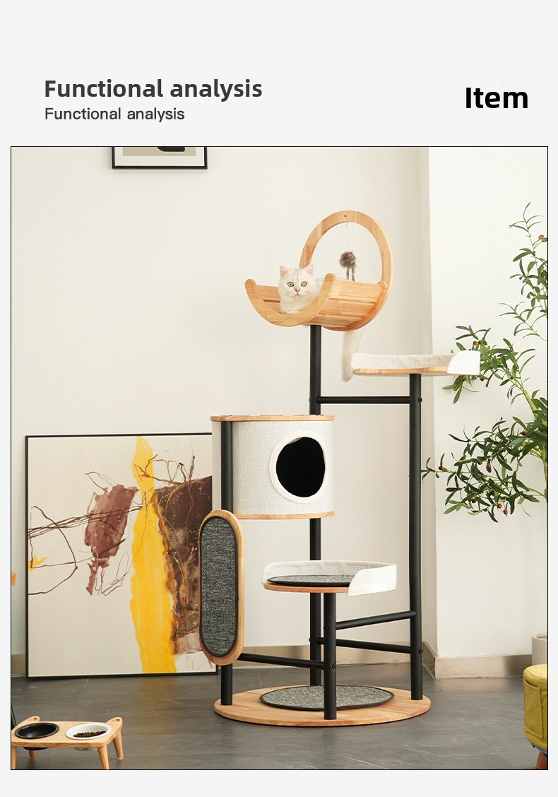 Solid Wood Multi Cat Climbing Frame with Scratching Post