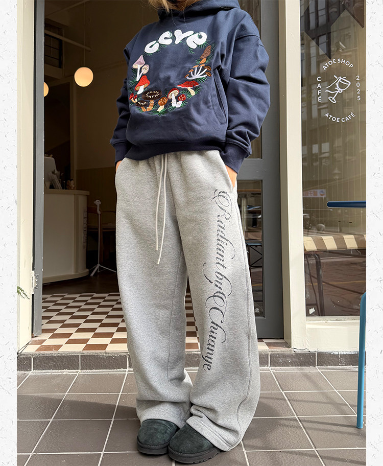 Unisex Printed Fleece Cuffed Sweatpants